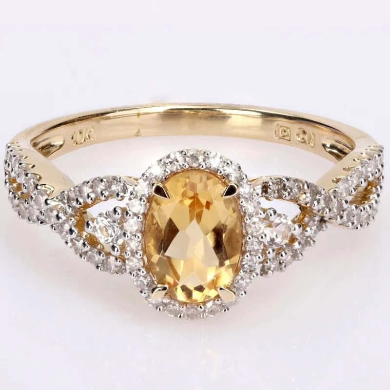 Miadora 10k Yellow Gold Citrine, White Sapphire and 1/3ct TDW Diamond Halo Infinity Ring sold by Zulily