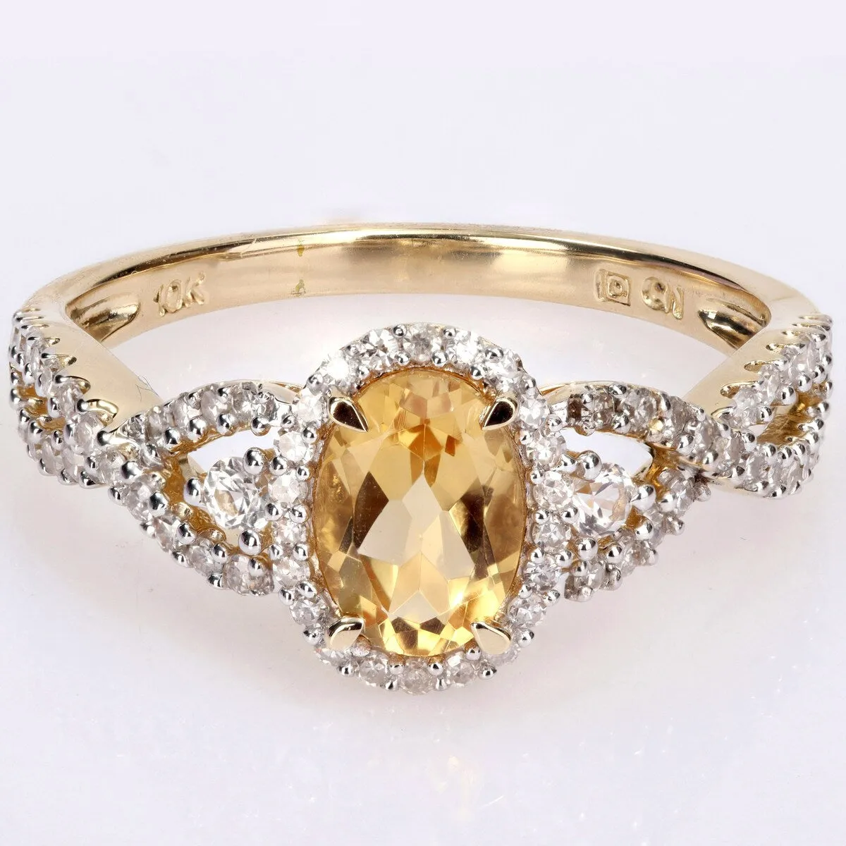 Miadora 10k Yellow Gold Citrine, White Sapphire and 1/3ct TDW Diamond Halo Infinity Ring sold by Zulily
