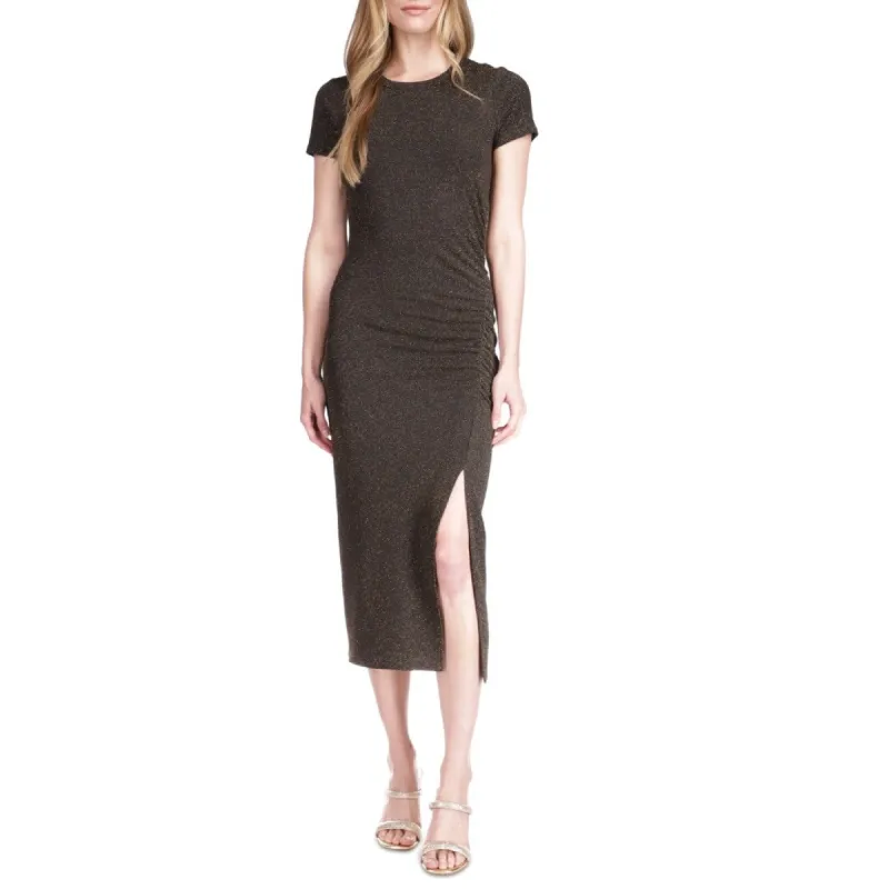 Michael Kors Women's Metallic Ruched Midi Dress Gray Size X-Small sold by Zulily
