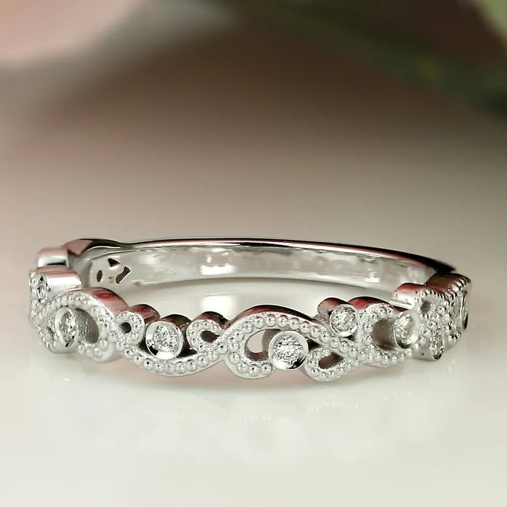 Auriya 14k Gold Vintage Stackable Diamond Wedding Band 0.06ctw sold by Zulily