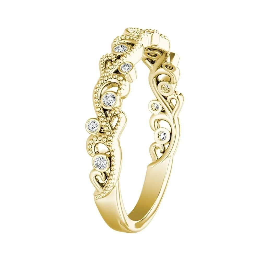 Auriya 14k Gold Vintage Stackable Diamond Wedding Band 0.06ctw sold by Zulily product image thumbnail 5