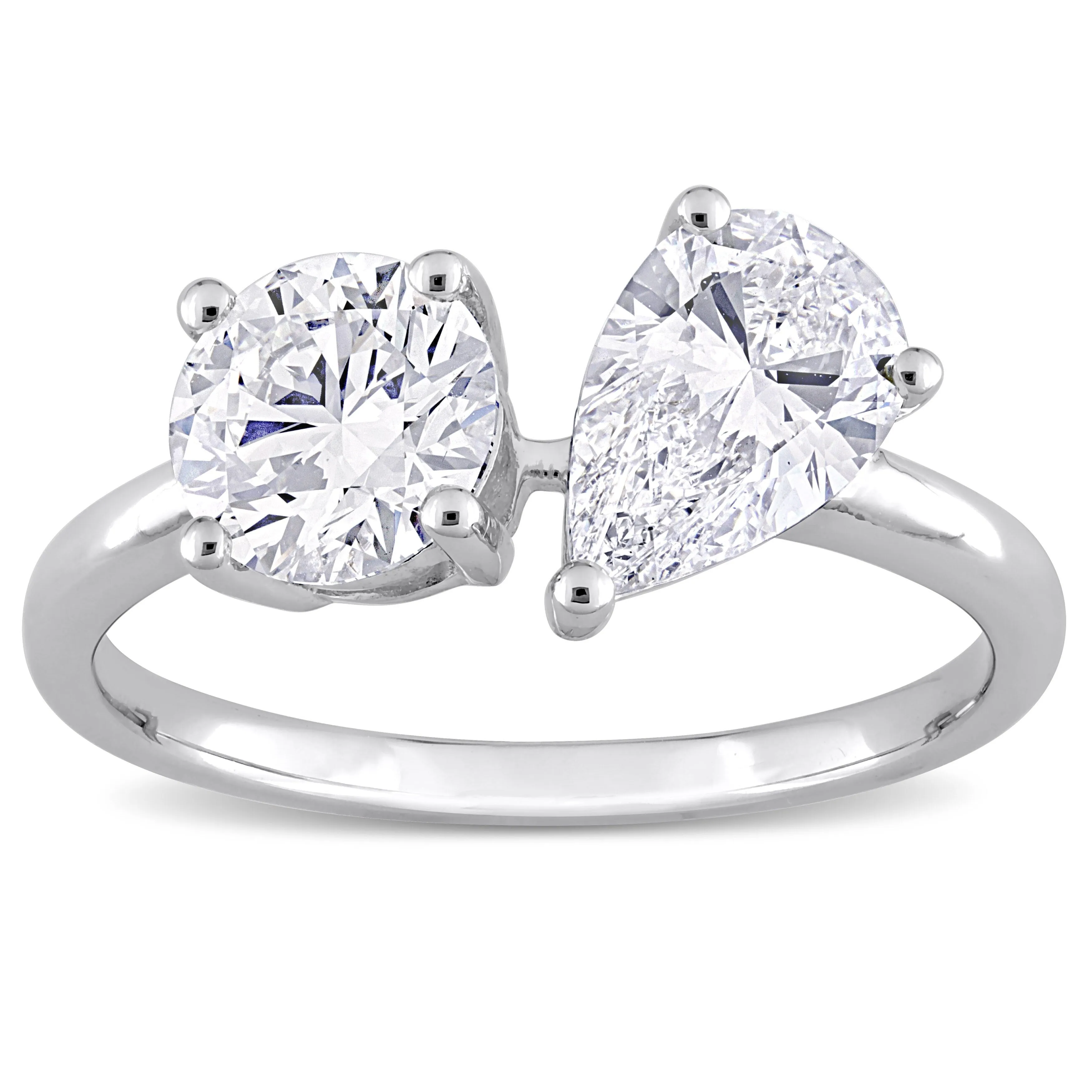 Created Forever 2ct TDW Pear Lab-Grown Diamond 2-Stone Engagement Ring in 14k White Gold sold by Zulily product image thumbnail 2