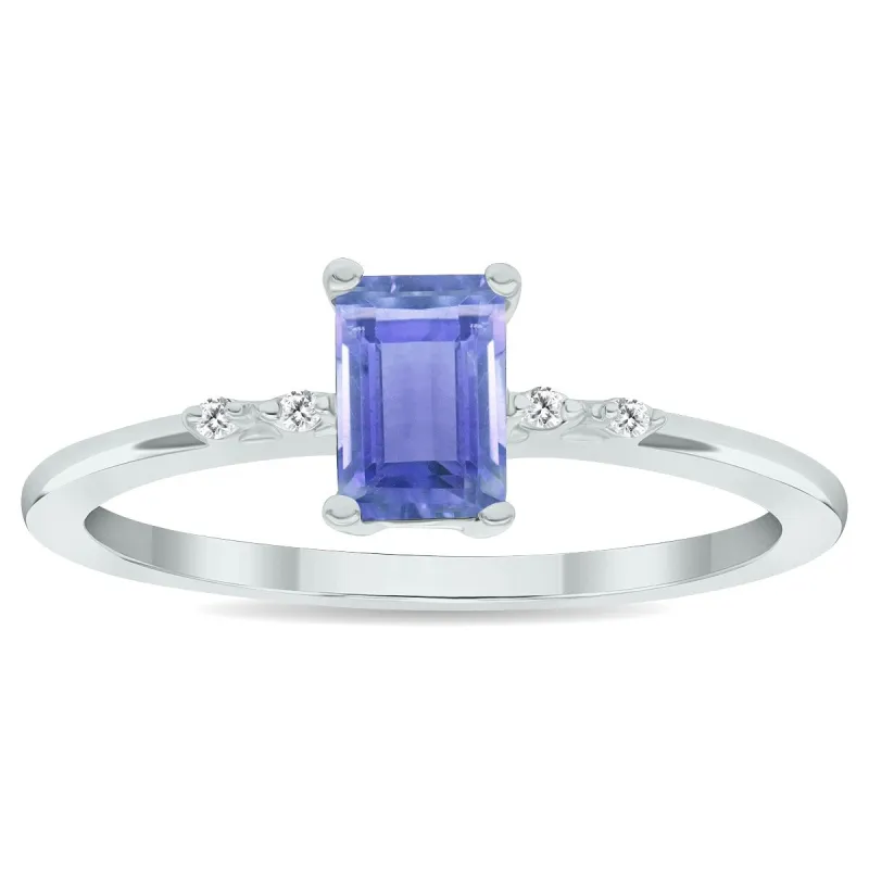 Women's Tanzanite and Diamond Sparkle Ring in 10K White Gold sold by Zulily