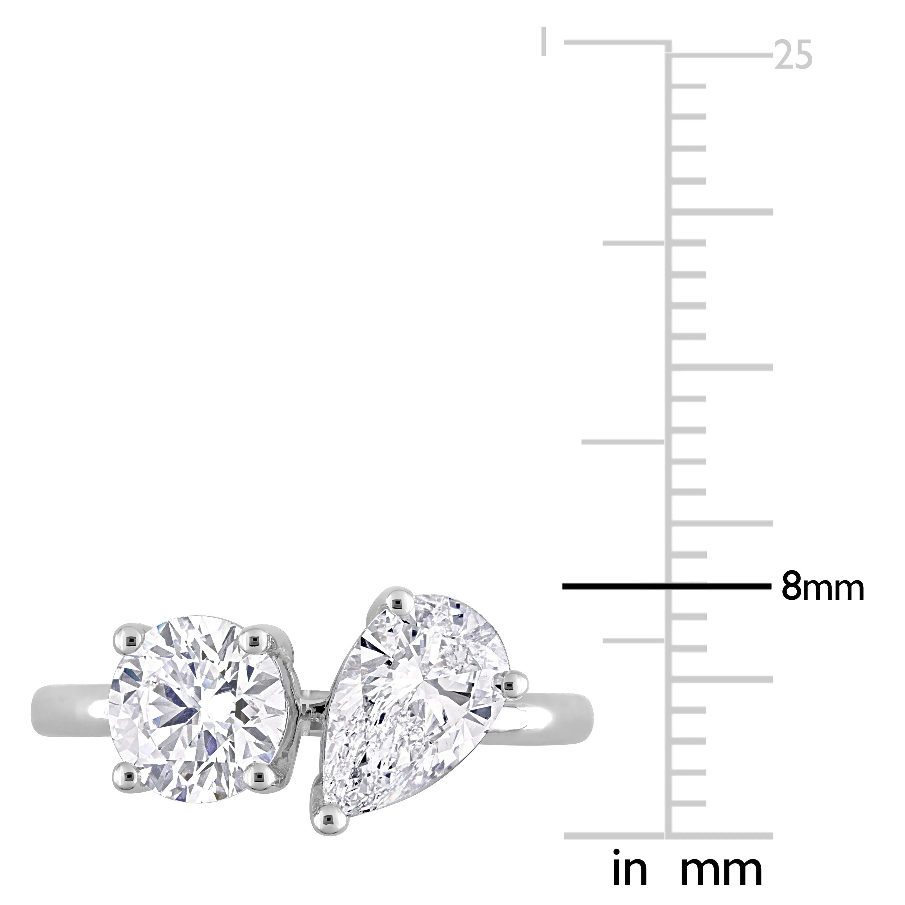 Created Forever 2ct TDW Pear Lab-Grown Diamond 2-Stone Engagement Ring in 14k White Gold sold by Zulily product image thumbnail 4