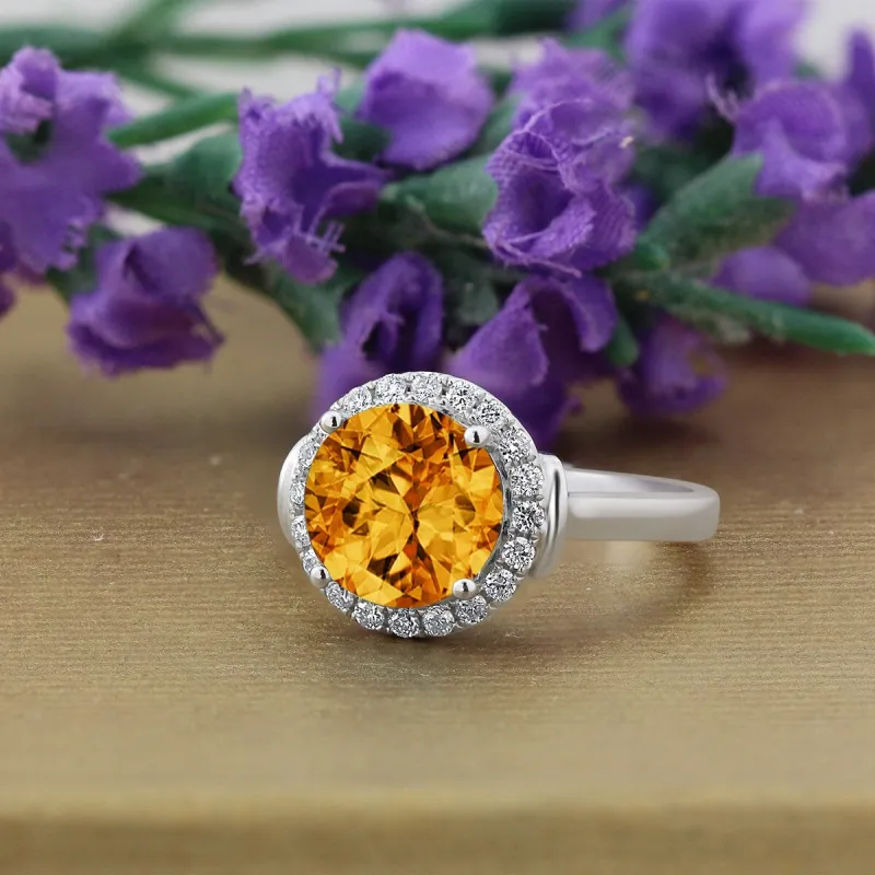 Auriya 3 5/8ct Round Citrine and Halo Diamond Engagement Ring 1/4ctw 14k Gold sold by Zulily