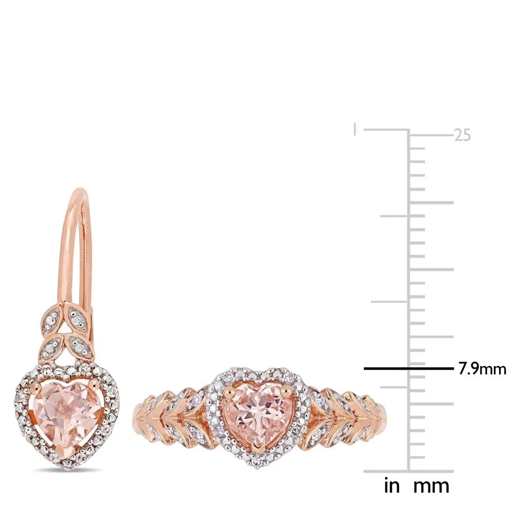 Miadora 10k Rose Gold Morganite and 1/10ct TDW Diamond Heart Halo Jewelry Set sold by Zulily product image thumbnail 4