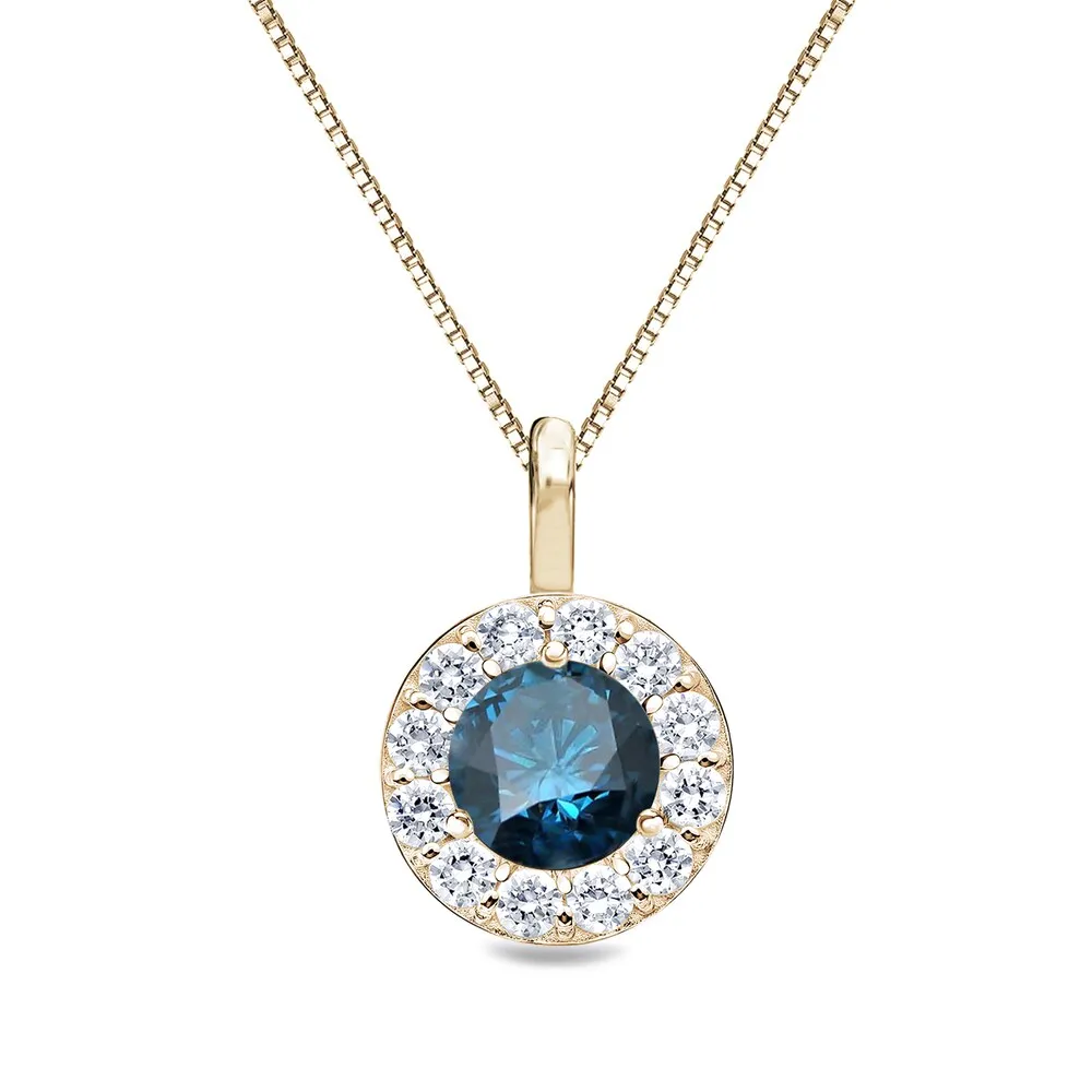 Auriya 1ctw Round Blue Diamond Halo Necklace 14k Gold (I1-I2) sold by Zulily product image thumbnail 2