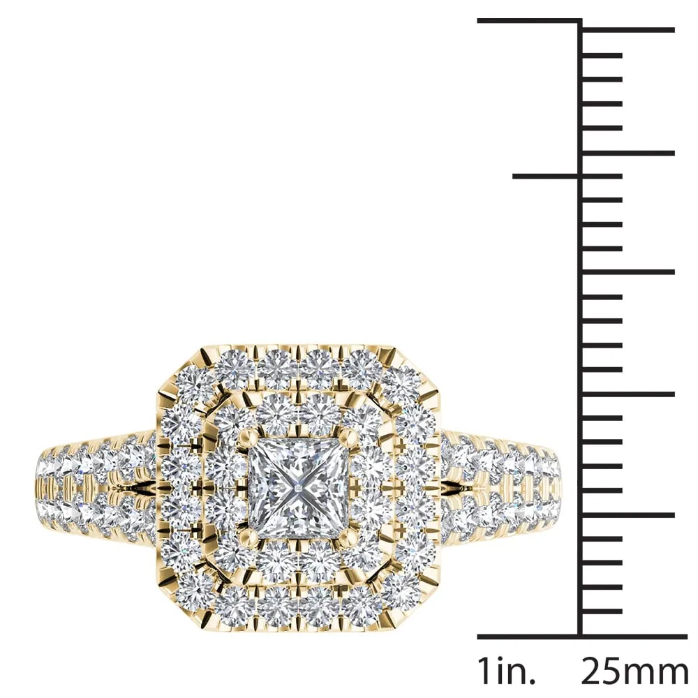 De Couer 14k Yellow Gold 1 1/2ct TDW Diamond Halo Ring sold by Zulily product image thumbnail 4