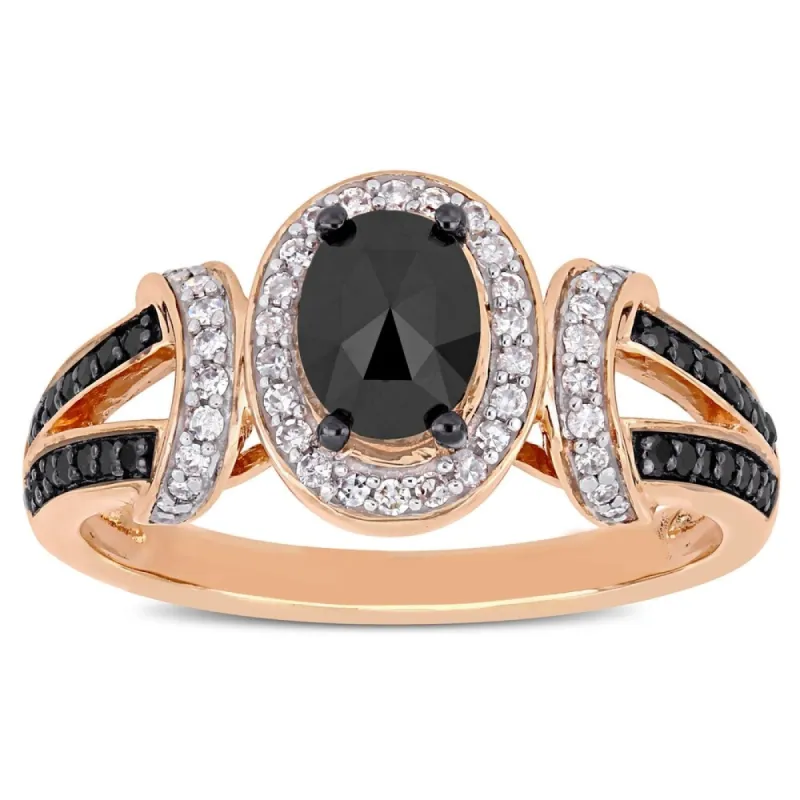 Miadora 10k Rose Gold with Black Rhodium 1ct TDW Black and White Diamond Engagement Ring sold by Zulily