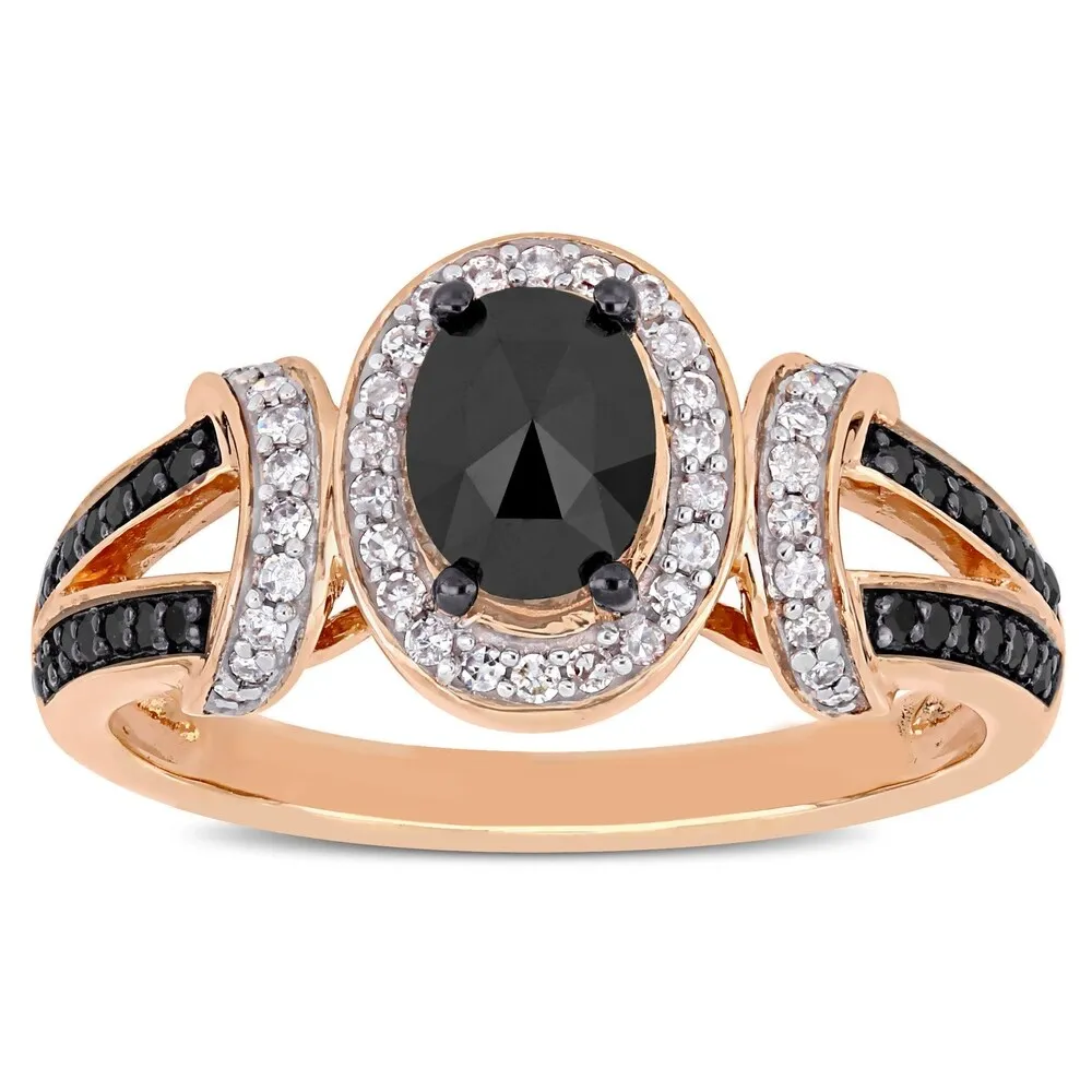 Miadora 10k Rose Gold with Black Rhodium 1ct TDW Black and White Diamond Engagement Ring sold by Zulily