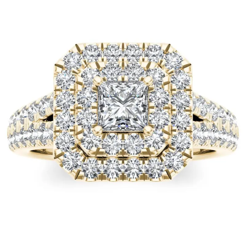 De Couer 14k Yellow Gold 1 1/2ct TDW Diamond Halo Ring sold by Zulily