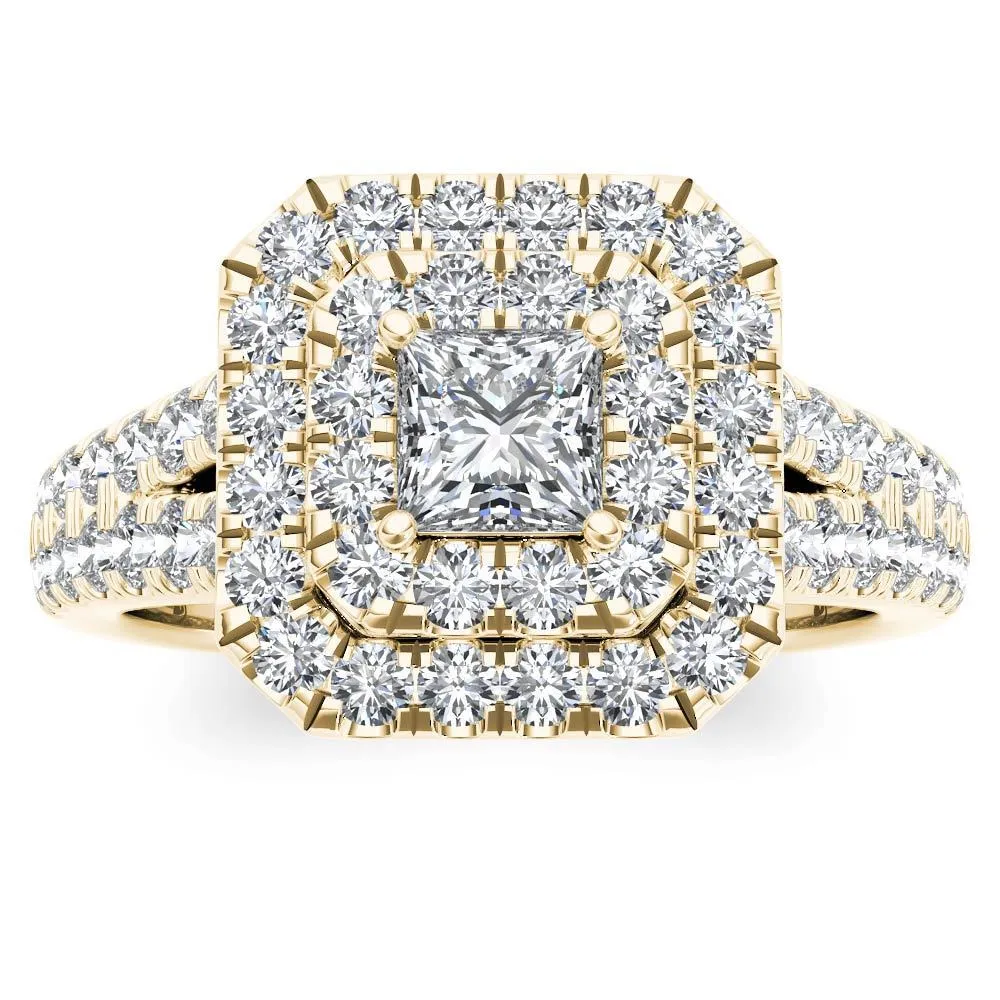 De Couer 14k Yellow Gold 1 1/2ct TDW Diamond Halo Ring sold by Zulily