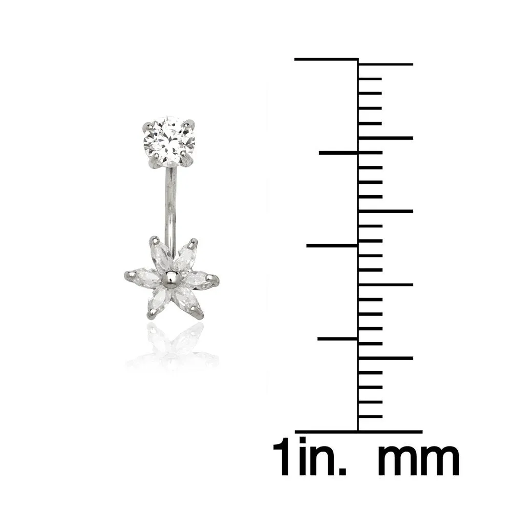 Curata 14k White Gold Flower and Round Cubic Zirconia Front and Back Earrings sold by Zulily product image thumbnail 2