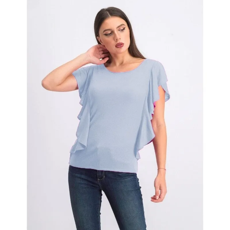 Rachel Roy Women's Ruffled Top Morning Blue Size Medium sold by Zulily