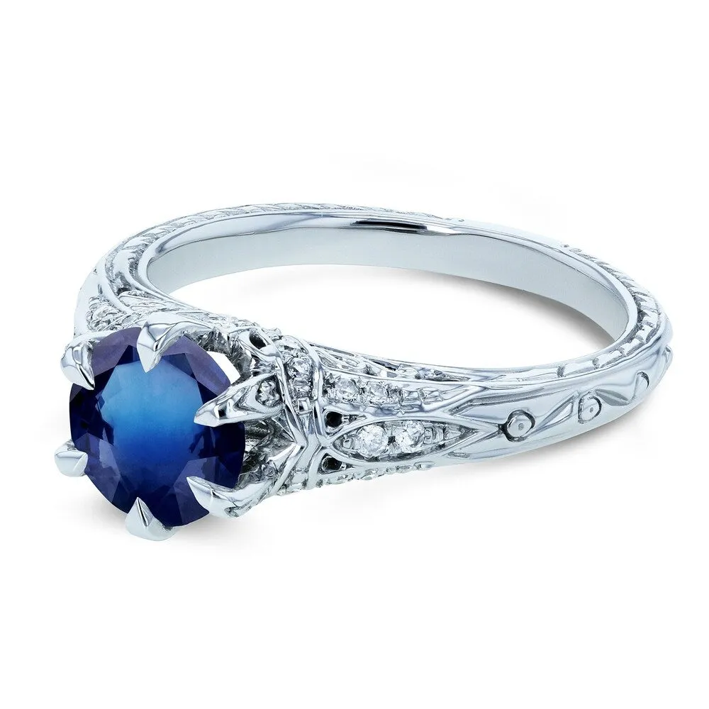Annello by Kobelli 14k White Gold 1 1/6ct TGW Sapphire and Diamond 6-Prong Antique Engagement Ring sold by Zulily product image thumbnail 5
