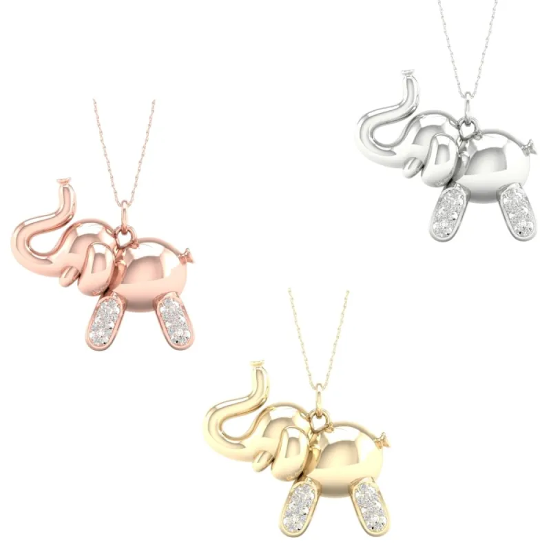 1/10ct TDW Diamond Charm Animal Pendant in Sterling Silver - Elephant sold by Zulily