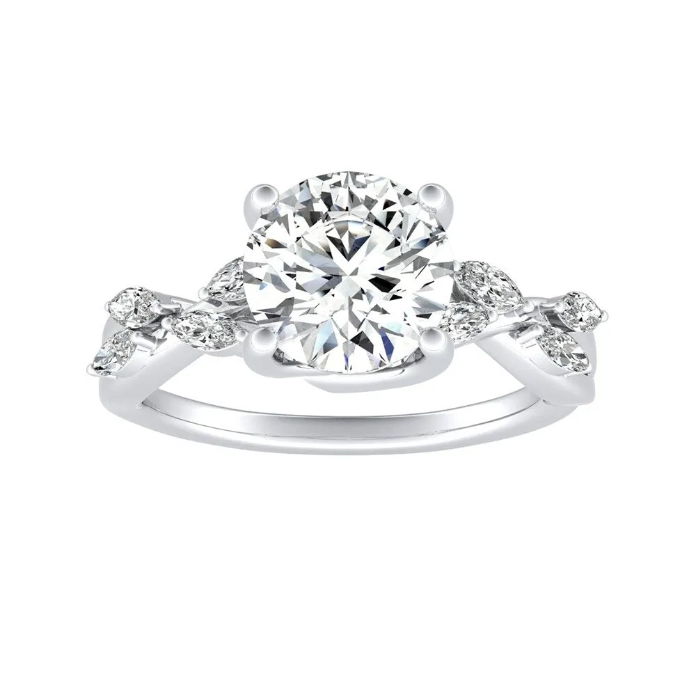 Auriya 14k Gold Vintage Floral 2 1/2ct Moissanite and 1/3ctw Marquise Diamond Engagement Ring sold by Zulily