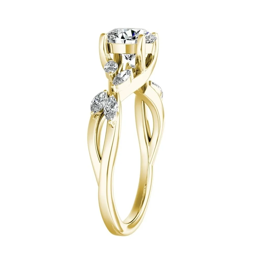 Auriya 14k Gold Vintage Floral 2 1/2ct Moissanite and 1/3ctw Marquise Diamond Engagement Ring sold by Zulily product image thumbnail 5
