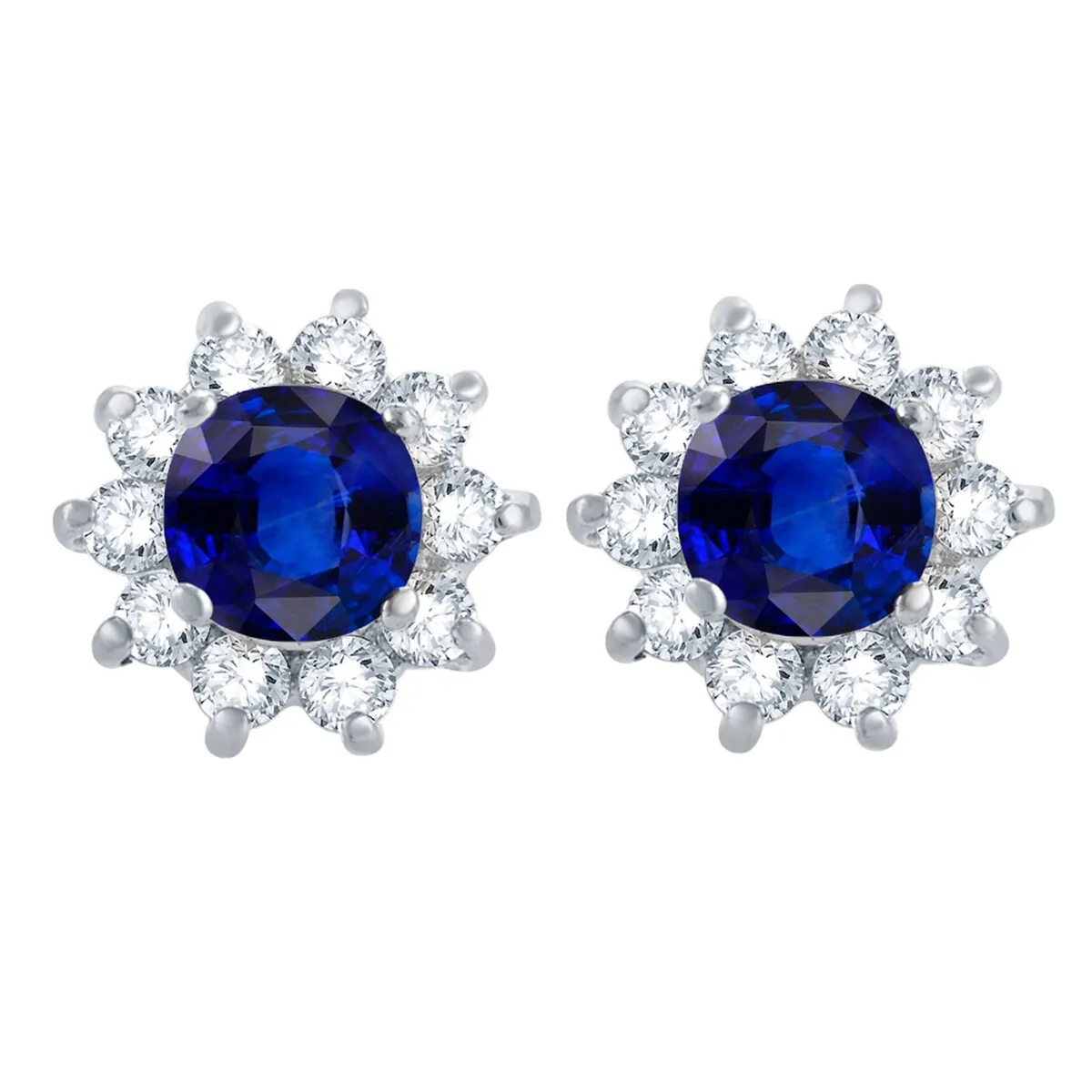 Sterling Silver Blue Sapphire, White Topaz Flower Stud Earring sold by Zulily
