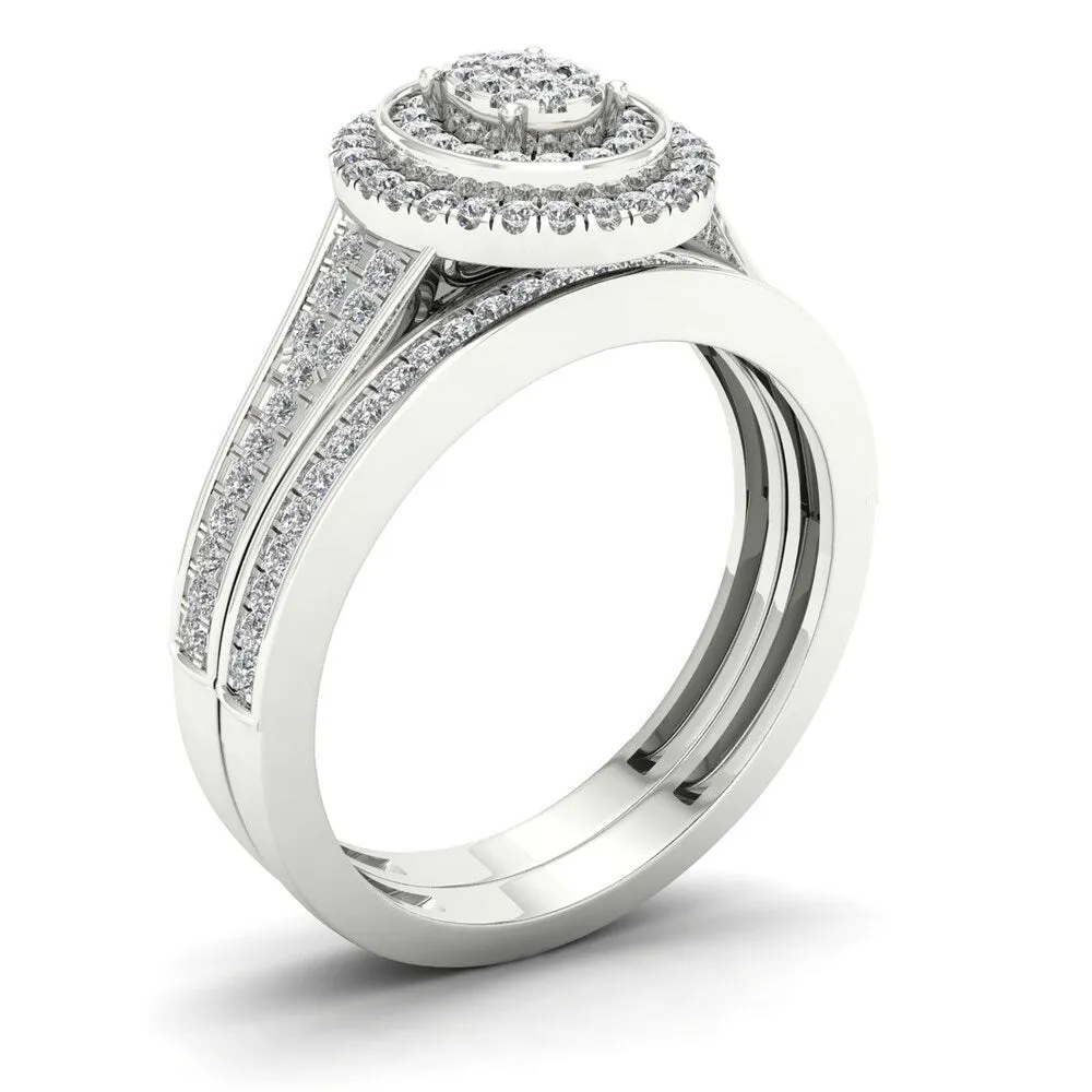 De Couer 1/3ct TDW Diamond Cluster Bridal Sets - White sold by Zulily product image thumbnail 2