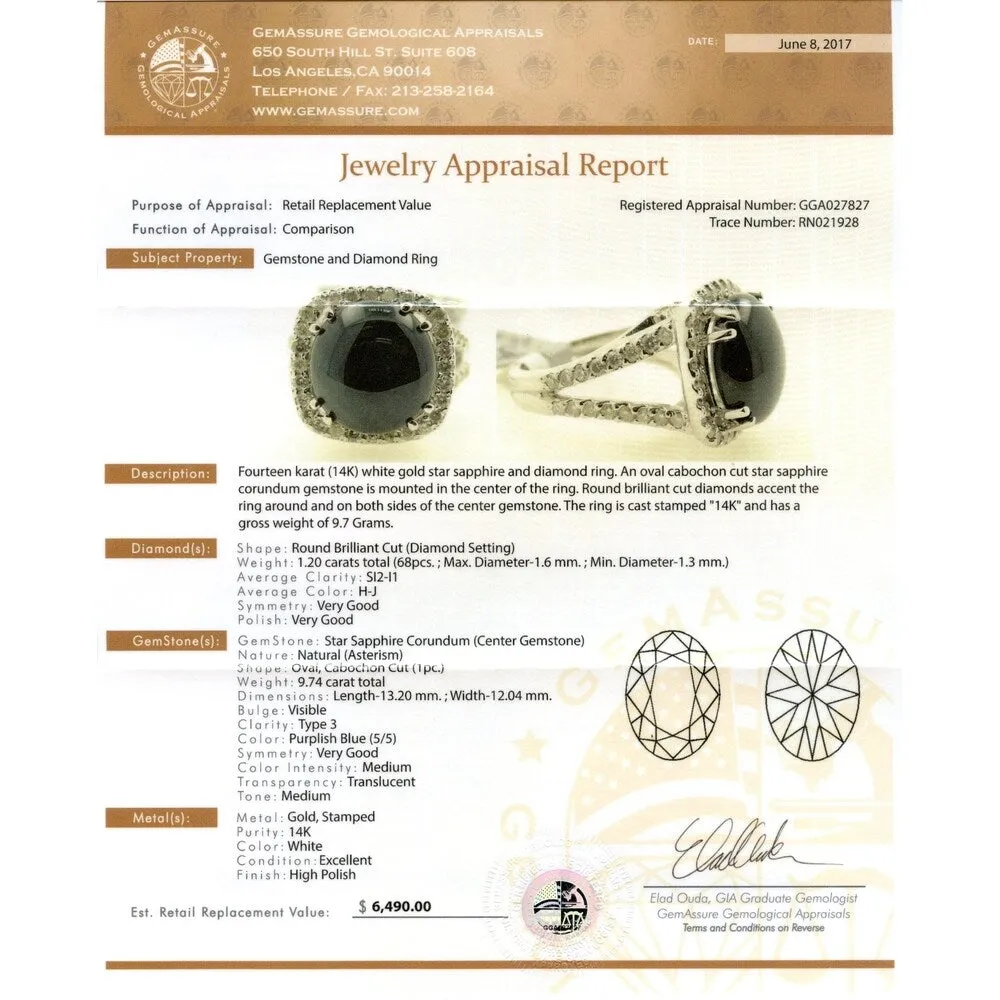 Auriya 14k Gold 9 3/4ct Star Sapphire and 1 1/5ct TDW Round Halo Diamond Engagement Ring sold by Zulily product image thumbnail 2