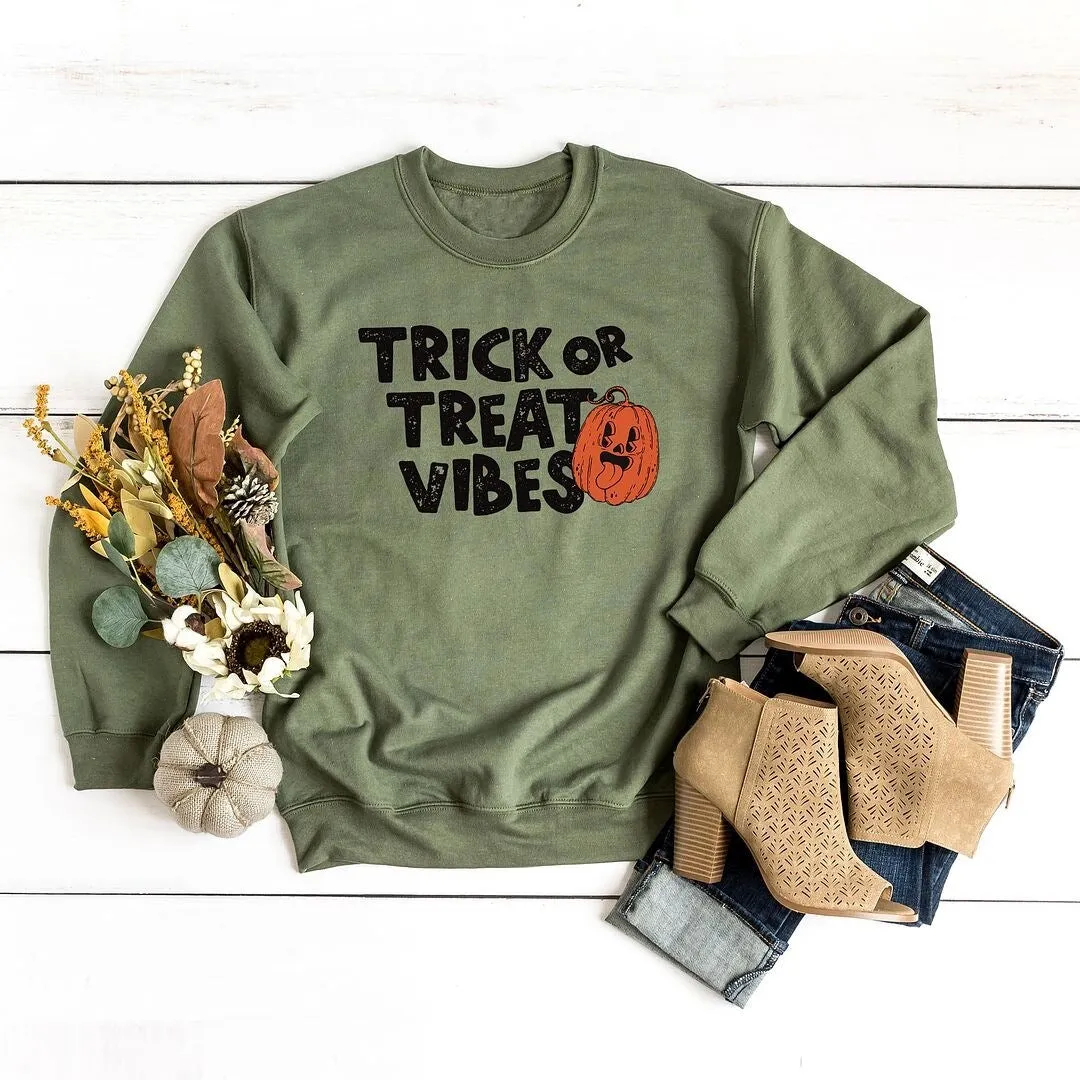 Trick or Treat Vibes Pumpkin Graphic Sweatshirt sold by Zulily