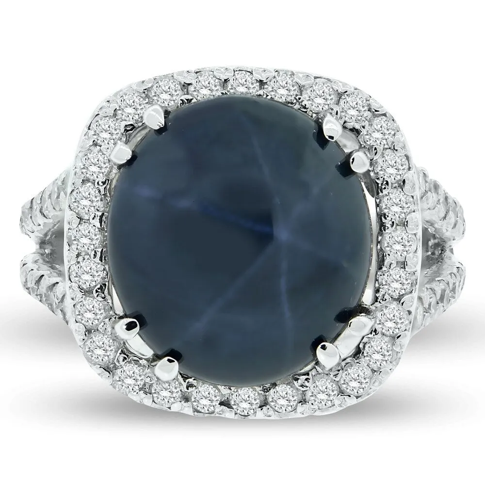 Auriya 14k Gold 9 3/4ct Star Sapphire and 1 1/5ct TDW Round Halo Diamond Engagement Ring sold by Zulily product image thumbnail 3