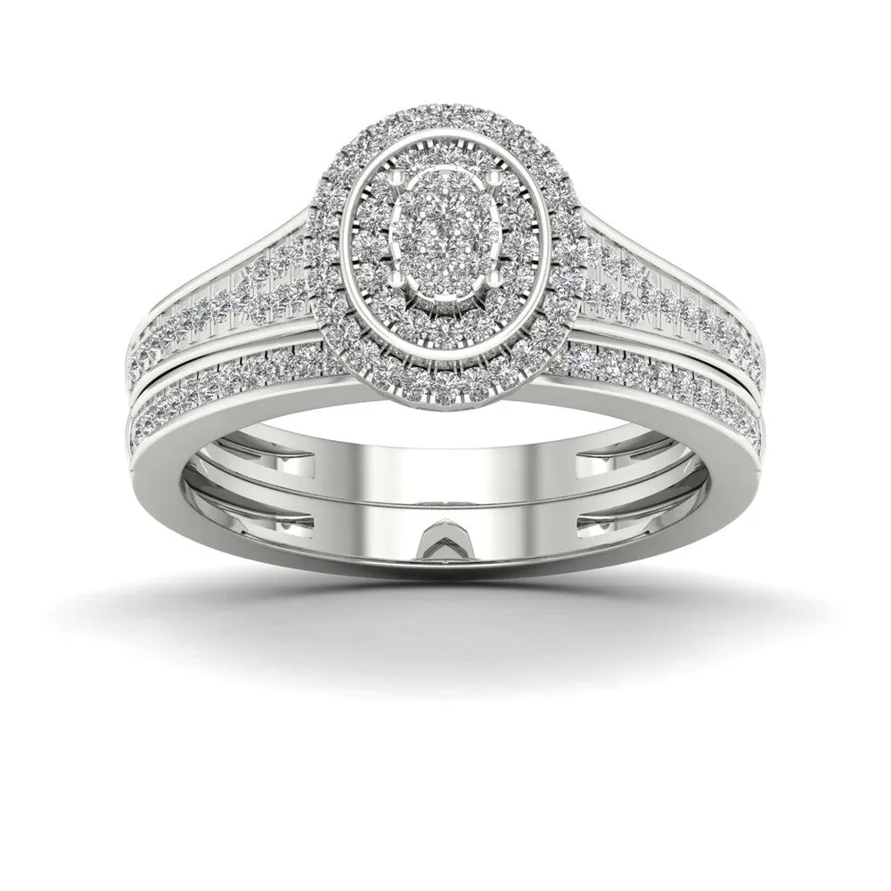 De Couer 1/3ct TDW Diamond Cluster Bridal Sets - White sold by Zulily