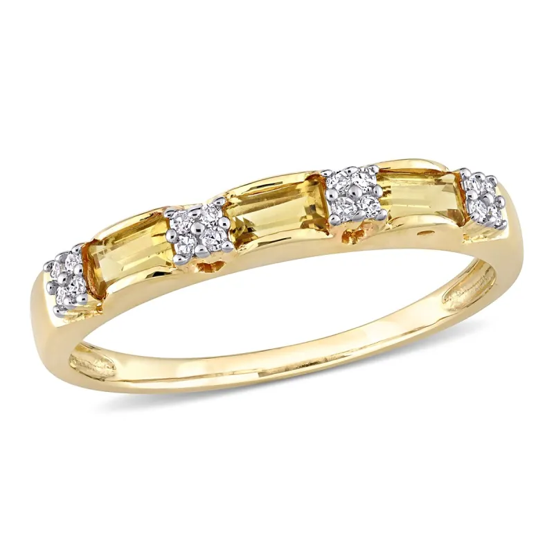 Miadora 10k Yellow Gold Baguette-cut Citrine & Diamond Accent Stackable Eternity Wedding Band Ring sold by Zulily