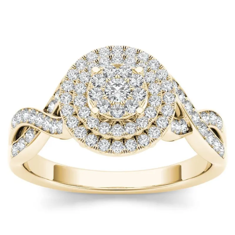 De Couer 10k Yellow Gold 2/5ct TDW Diamond Halo Engagement Ring sold by Zulily