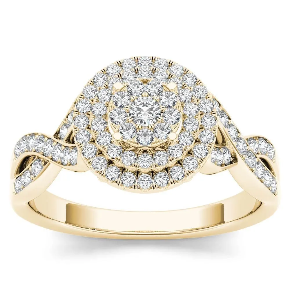 De Couer 10k Yellow Gold 2/5ct TDW Diamond Halo Engagement Ring sold by Zulily