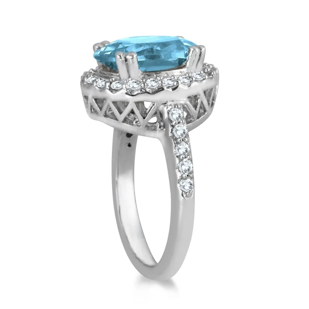 5 Carat Blue Topaz and Diamond Ring in 14K White Gold sold by Zulily product image thumbnail 2