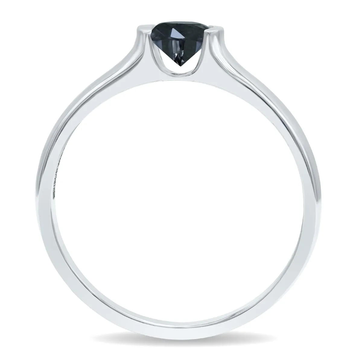 1/3 Carat Half Bezel Black Diamond Solitaire Ring in 10K White Gold sold by Zulily product image thumbnail 3