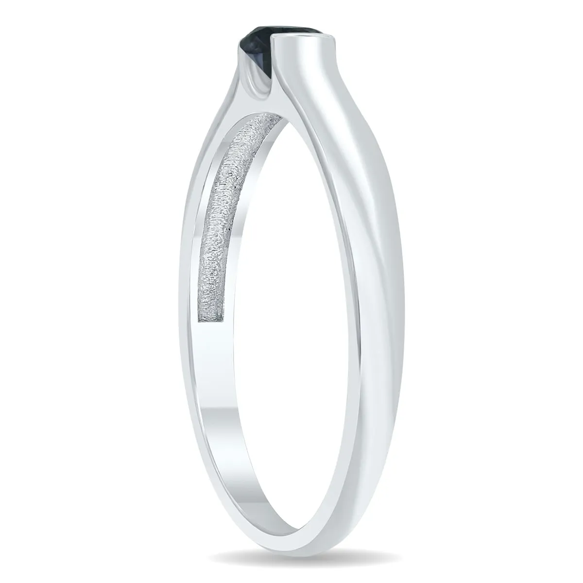 1/3 Carat Half Bezel Black Diamond Solitaire Ring in 10K White Gold sold by Zulily product image thumbnail 2