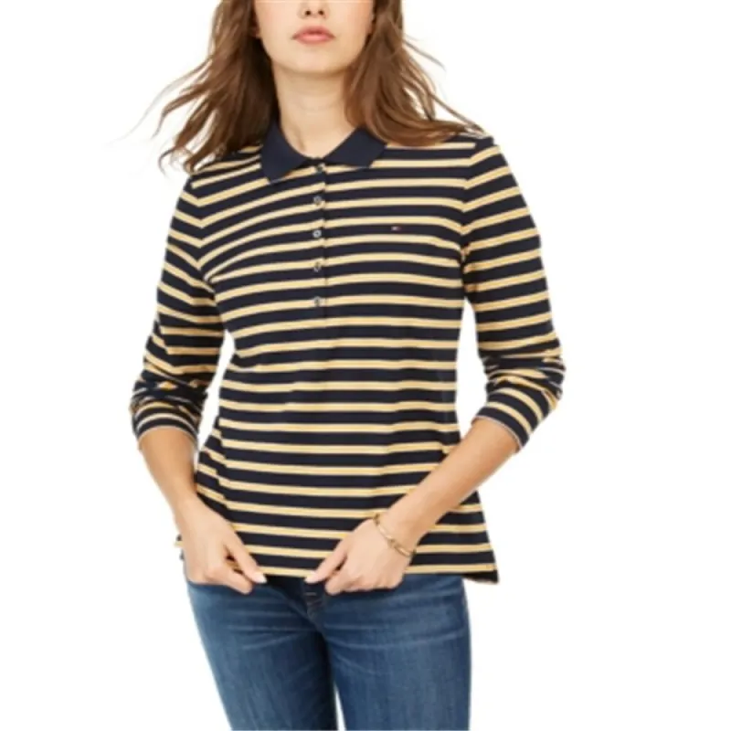 Tommy Hilfiger Women's Long Sleeve Polo Shirt Blue Size S sold by Zulily