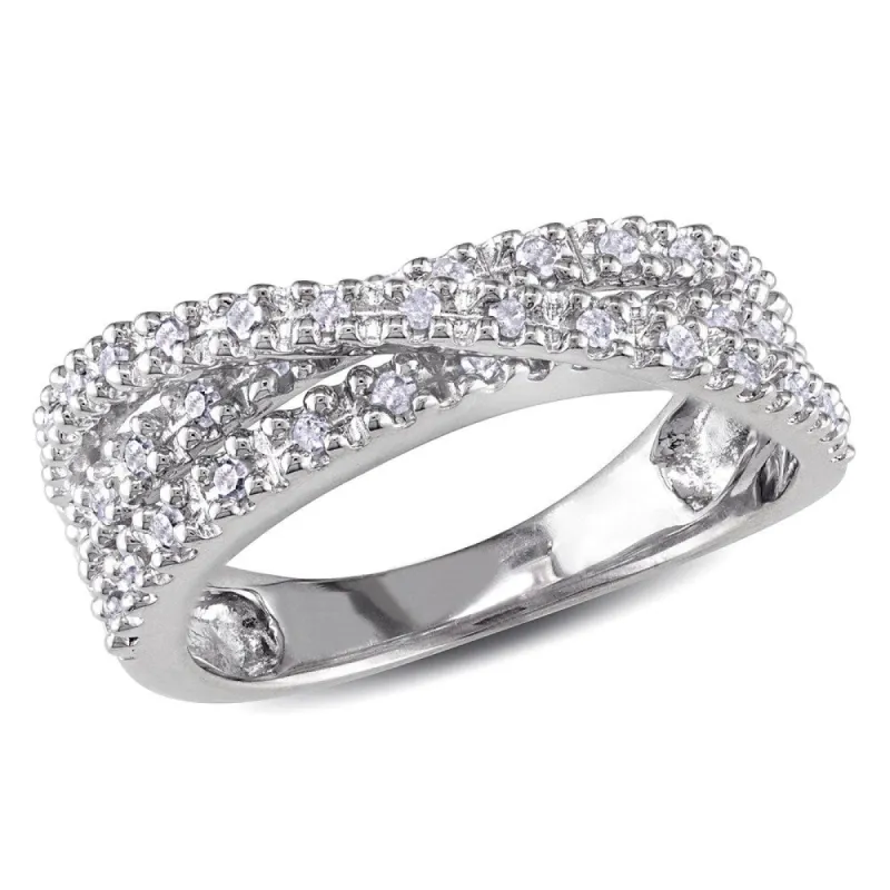 Miadora Sterling Silver 1/4ct TDW Diamond Crossover Ring sold by Zulily