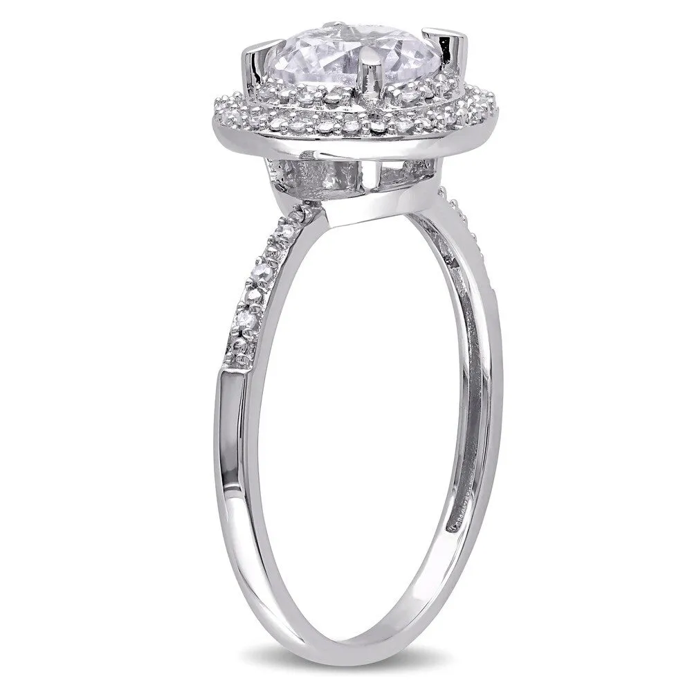 Miadora 10k White Gold Created White Sapphire and 1/10ct TDW Diamond Double Halo Ring sold by Zulily product image thumbnail 2