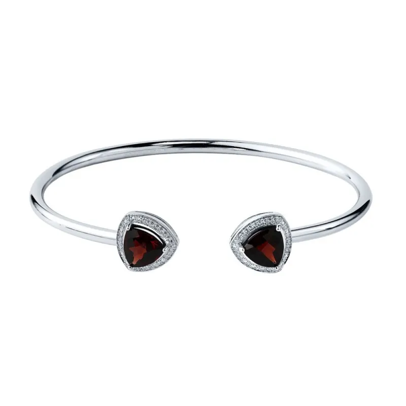 Auriya 3 3/4ct Trillion-Cut Red Garnet Gold over Silver Bangle Bracelet with Diamond Accents sold by Zulily