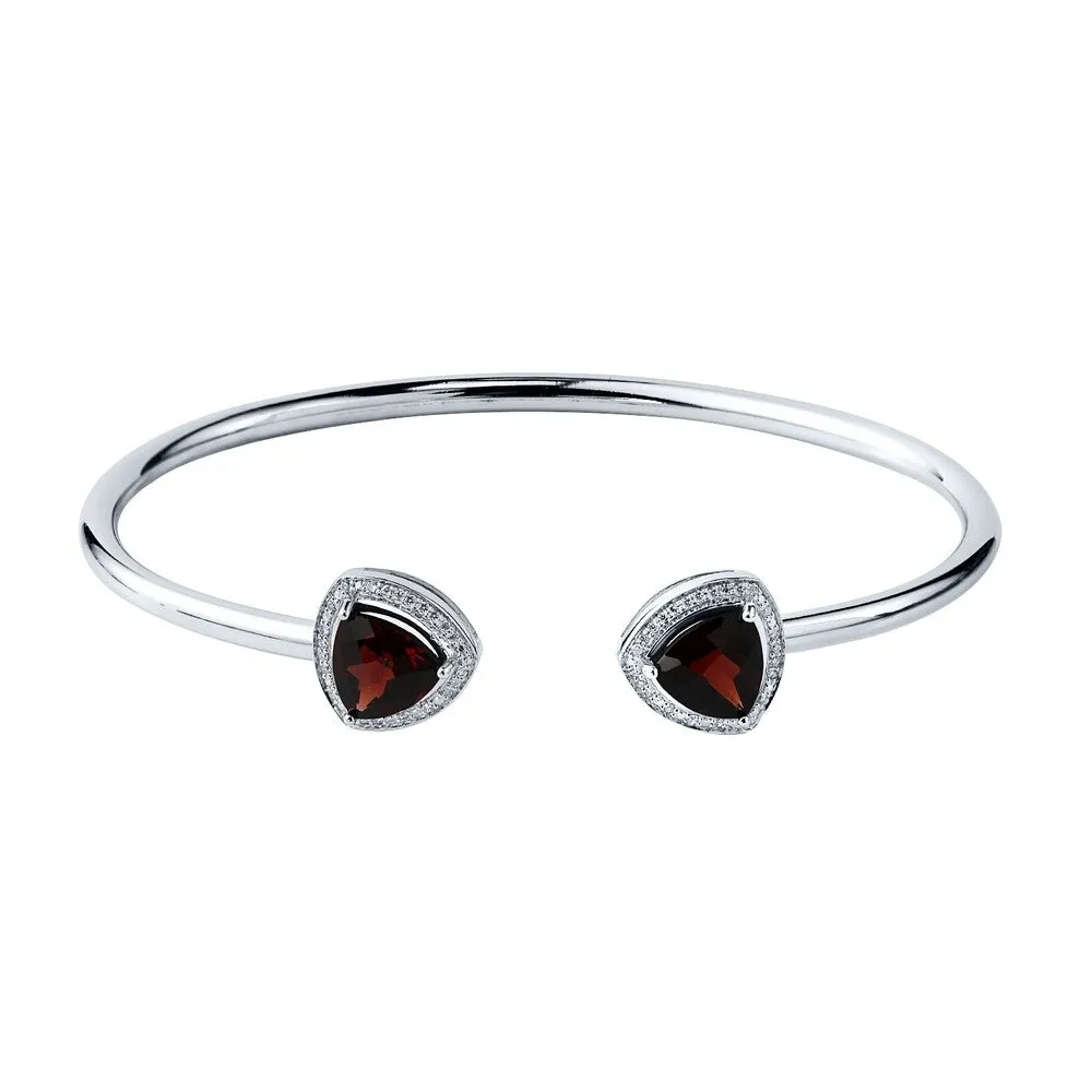 Auriya 3 3/4ct Trillion-Cut Red Garnet Gold over Silver Bangle Bracelet with Diamond Accents sold by Zulily