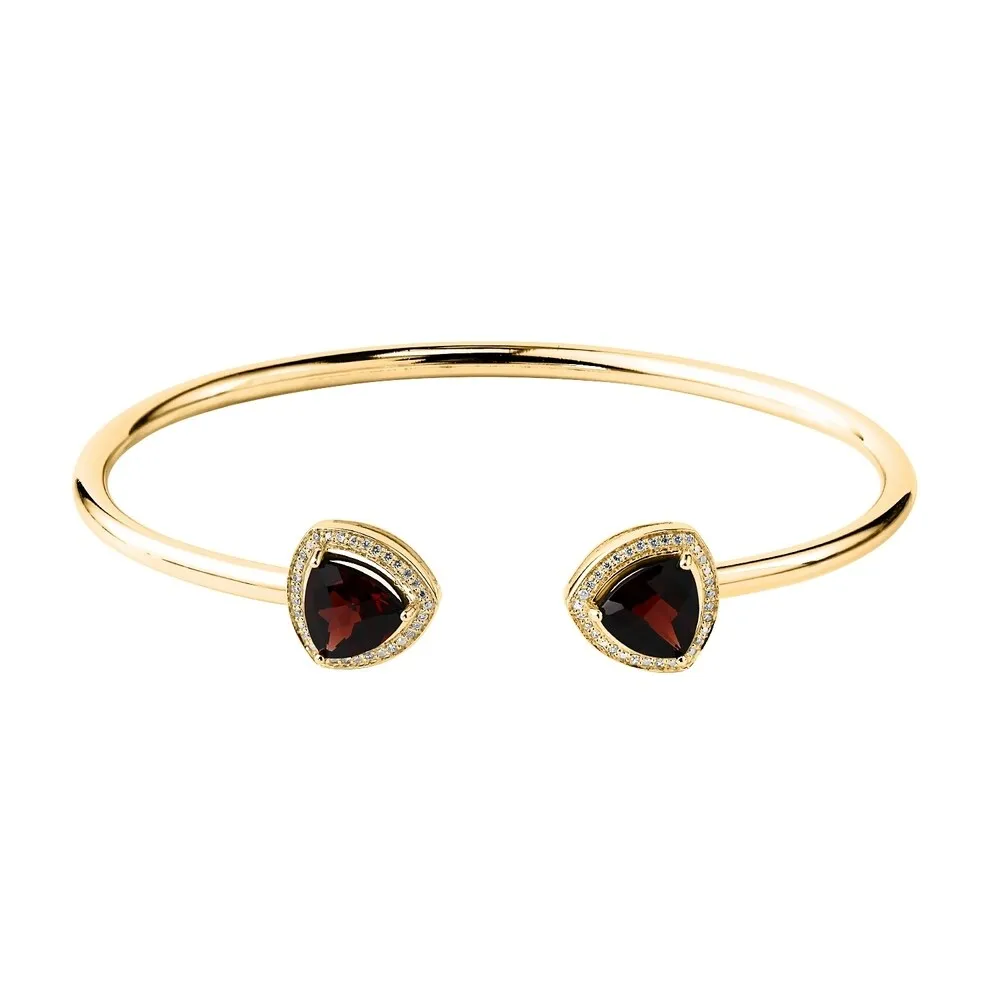 Auriya 3 3/4ct Trillion-Cut Red Garnet Gold over Silver Bangle Bracelet with Diamond Accents sold by Zulily product image thumbnail 2