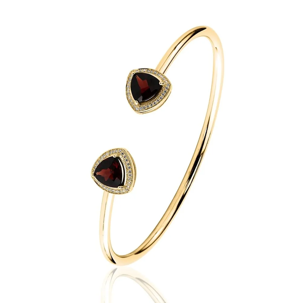 Auriya 3 3/4ct Trillion-Cut Red Garnet Gold over Silver Bangle Bracelet with Diamond Accents sold by Zulily product image thumbnail 5