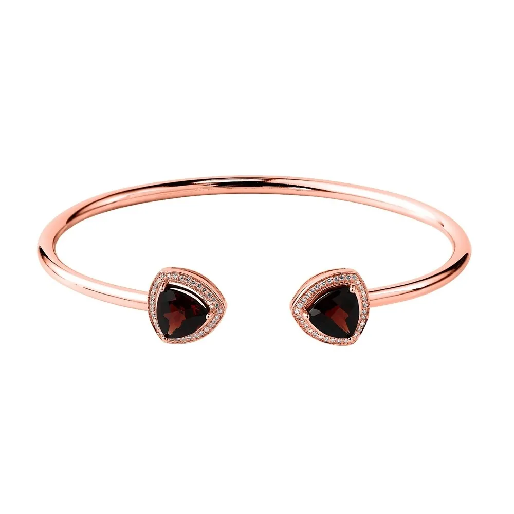 Auriya 3 3/4ct Trillion-Cut Red Garnet Gold over Silver Bangle Bracelet with Diamond Accents sold by Zulily product image thumbnail 3