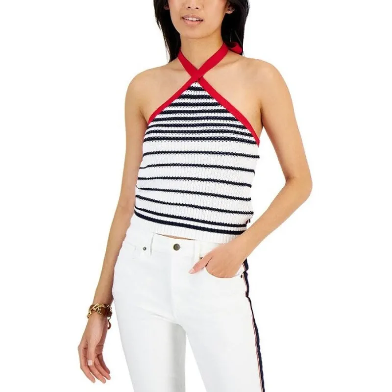 Tommy Hilfiger Women's Striped Cotton Halter Sweater White Size Large sold by Zulily