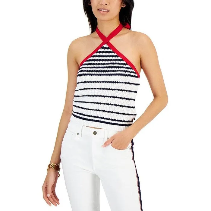 Tommy Hilfiger Women's Striped Cotton Halter Sweater White Size Large sold by Zulily