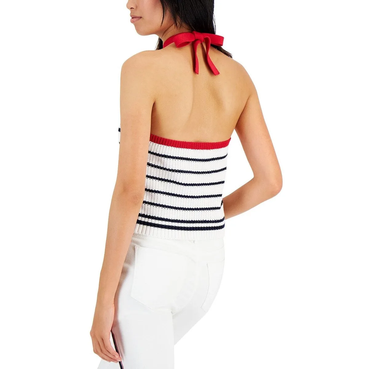 Tommy Hilfiger Women's Striped Cotton Halter Sweater White Size Large sold by Zulily product image thumbnail 2
