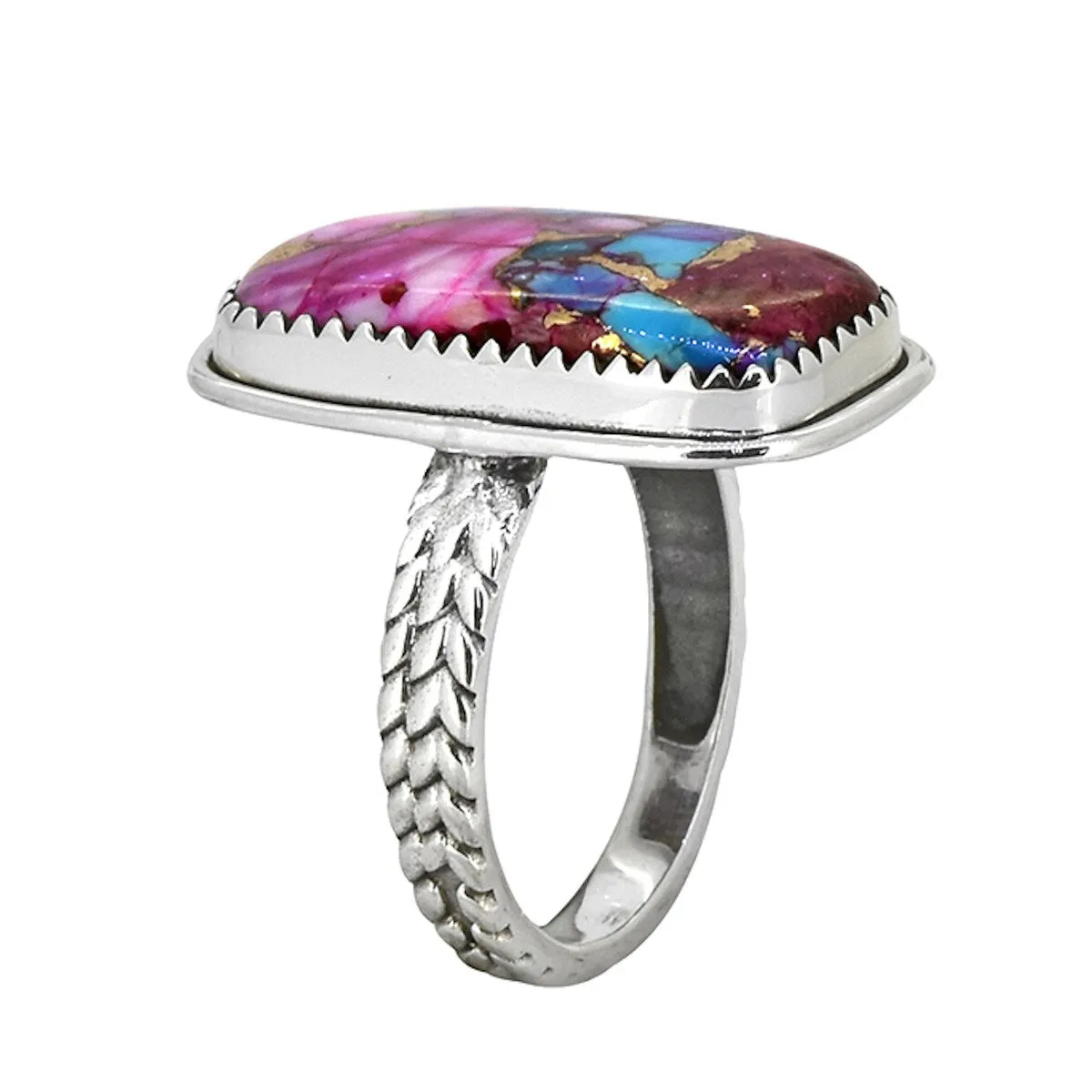 Pink Turquoise Rectangle Sterling Silver Ring sold by Zulily product image thumbnail 2
