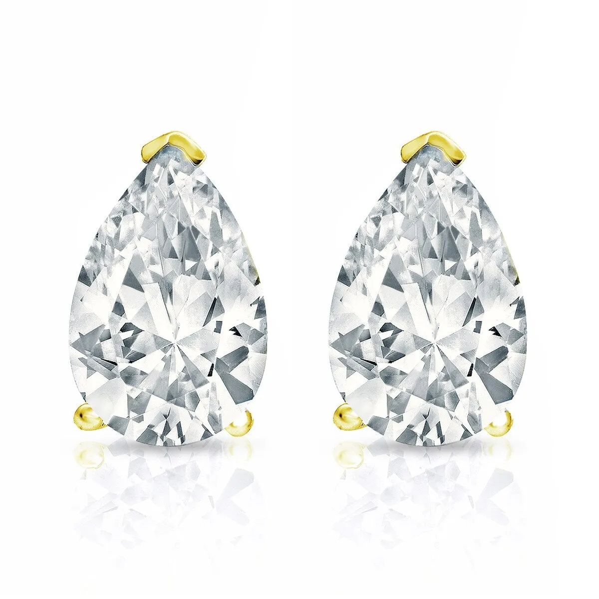 Auriya 14-karat Gold Lab Grown 4.50 carat TDW Pear Diamond Stud Earrings V-End Prong Push-back sold by Zulily product image thumbnail 4