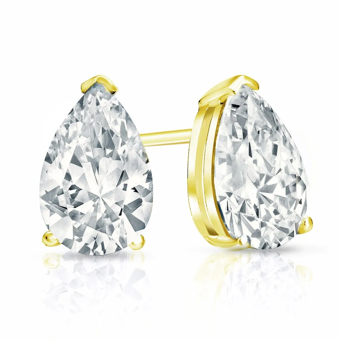 Auriya 14-karat Gold Lab Grown 4.50 carat TDW Pear Diamond Stud Earrings V-End Prong Push-back sold by Zulily product image thumbnail 3