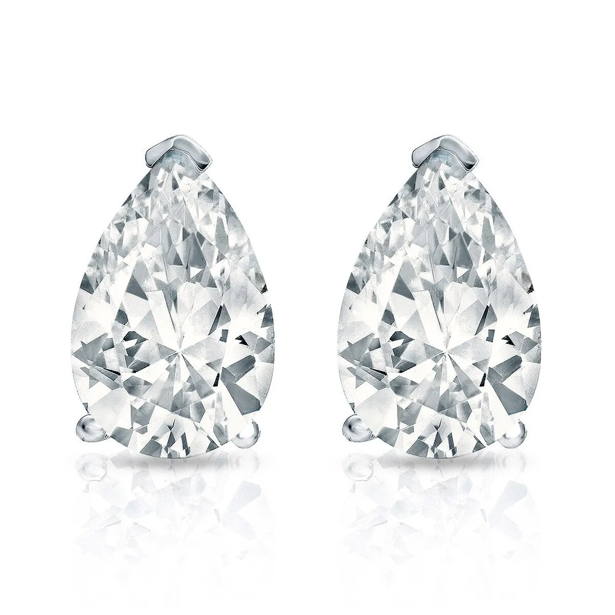 Auriya 14-karat Gold Lab Grown 4.50 carat TDW Pear Diamond Stud Earrings V-End Prong Push-back sold by Zulily product image thumbnail 2