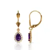 Curata Solid 14k Yellow Gold Birthstone Pear-shaped Cubic Zirconia Halo Dangle Leverback Earrings (6mm x 24mm) sold by Zulily